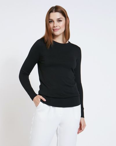 Paul Costelloe Living Studio Black Silk Blend Crew Neck Jumper